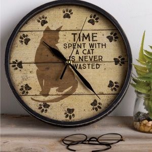 Primatives by Kathy Cat Wall Clock EUC
